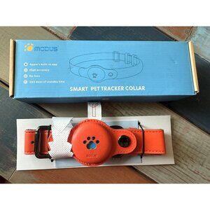 MODUS Smart Pet Tracker Collar M-249 8-18" Orange Apples App No Fees NEW